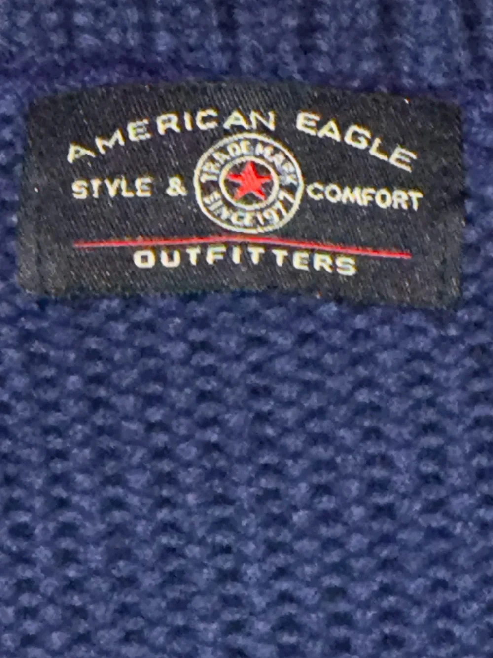 American Eagle Outfitters Navy and Orange Knit V-Neck Sweater Vest